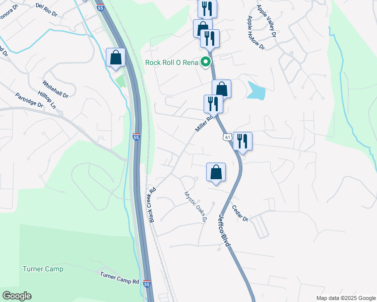 map of restaurants, bars, coffee shops, grocery stores, and more near 5101 Eric Drive in Imperial