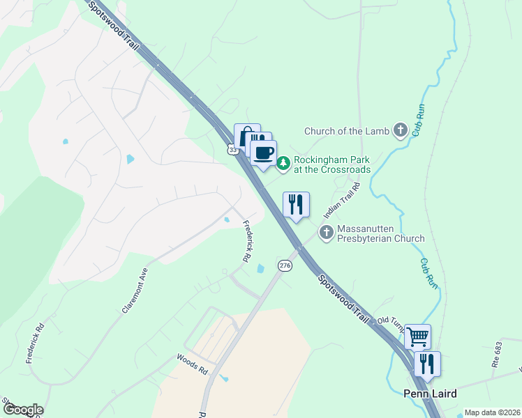 map of restaurants, bars, coffee shops, grocery stores, and more near 146 Chelsea Circle in Harrisonburg