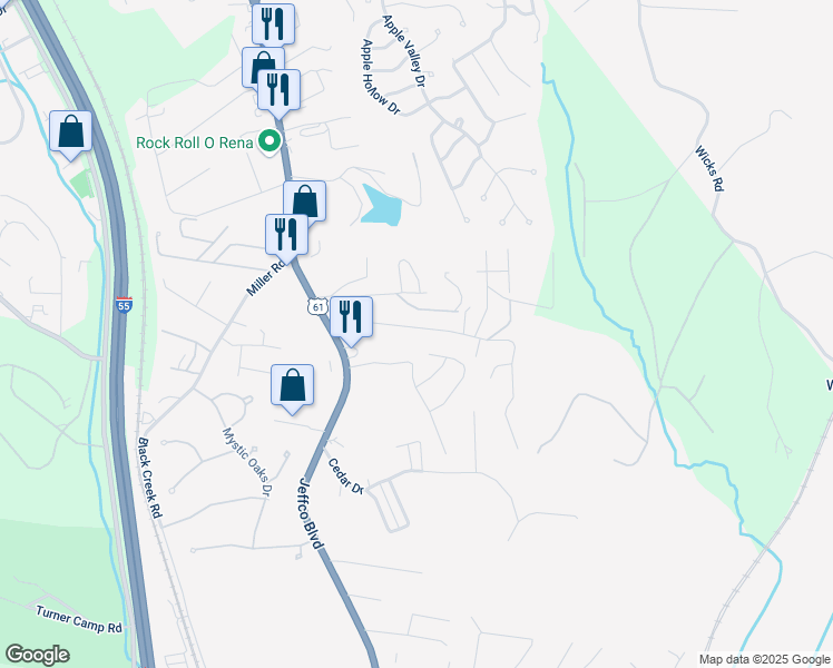 map of restaurants, bars, coffee shops, grocery stores, and more near 1241 New Towne Road in Arnold