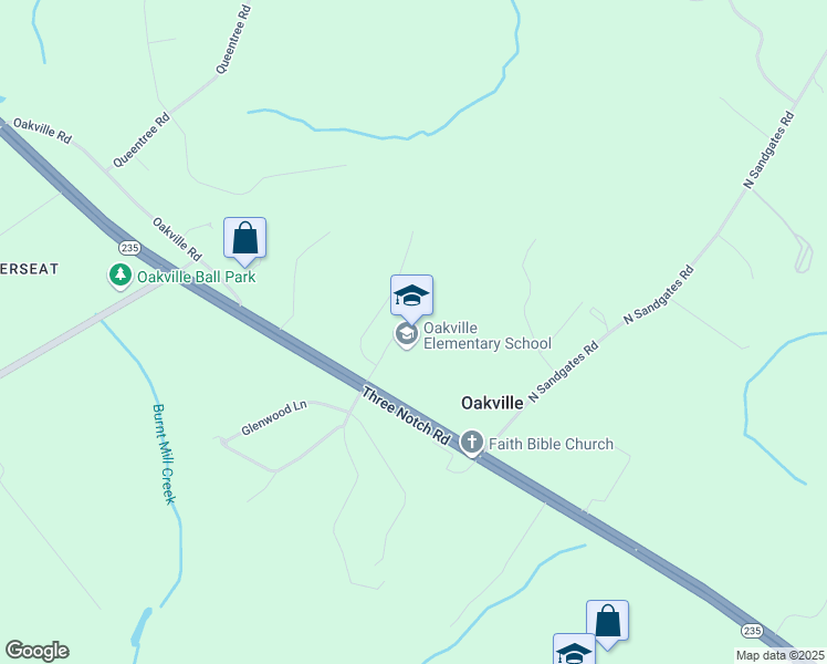 map of restaurants, bars, coffee shops, grocery stores, and more near 26410 Three Notch Road in Mechanicsville