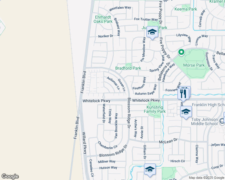 map of restaurants, bars, coffee shops, grocery stores, and more near 9992 Fan Shell Lane in Elk Grove