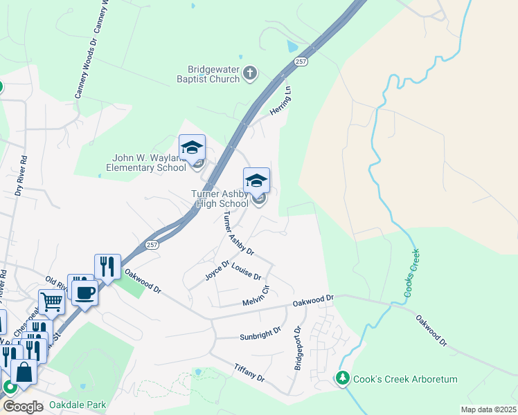 map of restaurants, bars, coffee shops, grocery stores, and more near 800 North Main Street in Bridgewater