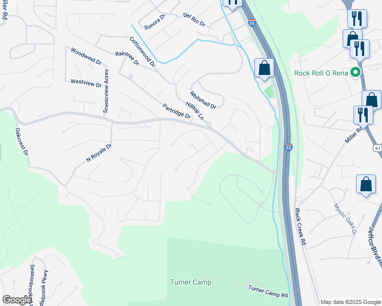 map of restaurants, bars, coffee shops, grocery stores, and more near 1704 Georgine Court in Imperial