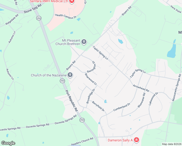 map of restaurants, bars, coffee shops, grocery stores, and more near 3029-3051 Brookstone Dr in Harrisonburg