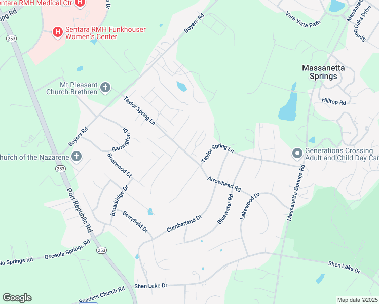 map of restaurants, bars, coffee shops, grocery stores, and more near 1476 Taylor Grove Lane in Harrisonburg