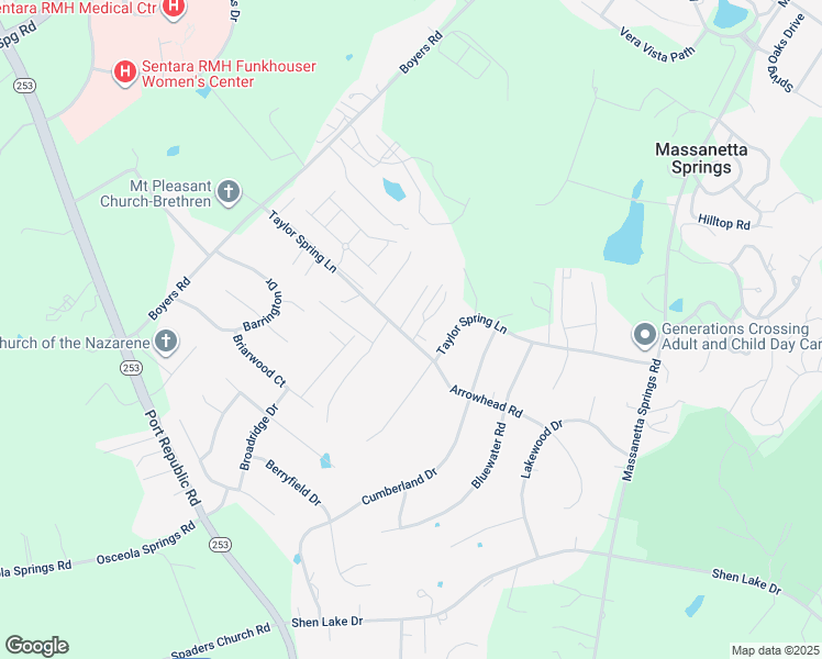 map of restaurants, bars, coffee shops, grocery stores, and more near 1448 Katie Grove Way in Harrisonburg