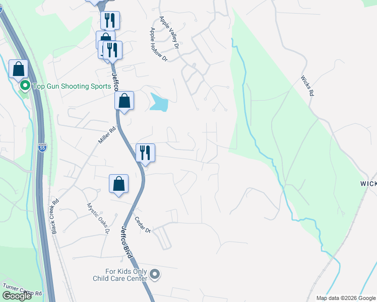 map of restaurants, bars, coffee shops, grocery stores, and more near 1284 Jungerman Road in Arnold