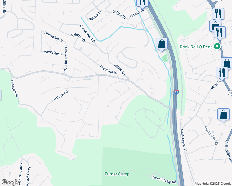 map of restaurants, bars, coffee shops, grocery stores, and more near 1704 Georgine Court in Imperial
