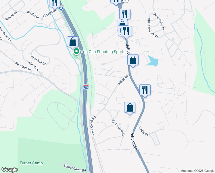 map of restaurants, bars, coffee shops, grocery stores, and more near 1204 Cardinal Drive in Imperial