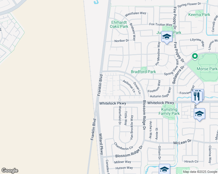 map of restaurants, bars, coffee shops, grocery stores, and more near 9978 Del Surf Lane in Elk Grove
