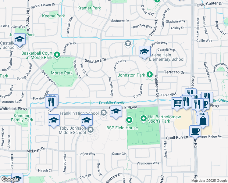 map of restaurants, bars, coffee shops, grocery stores, and more near 9975 Cortino Way in Elk Grove