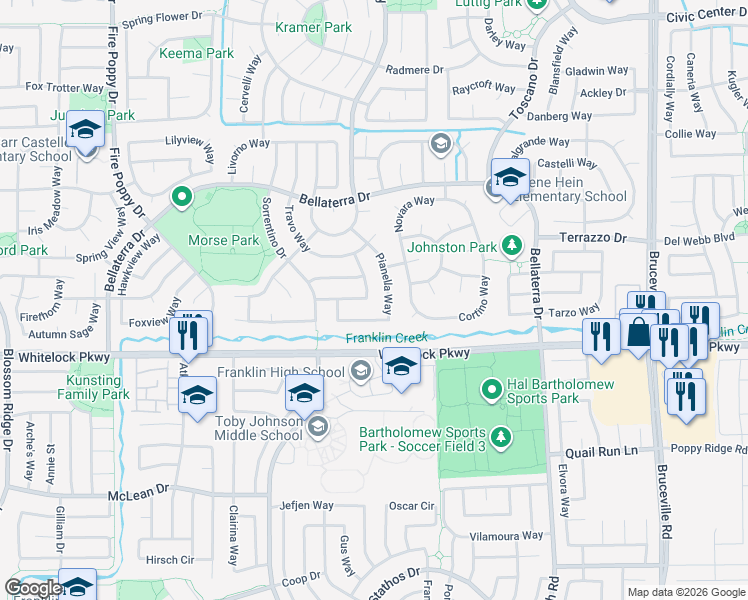 map of restaurants, bars, coffee shops, grocery stores, and more near 9933 Benevento Way in Elk Grove