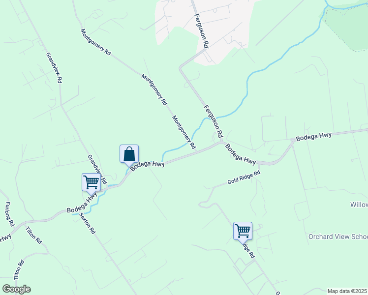 map of restaurants, bars, coffee shops, grocery stores, and more near 9851 Bodega Highway in Sebastopol