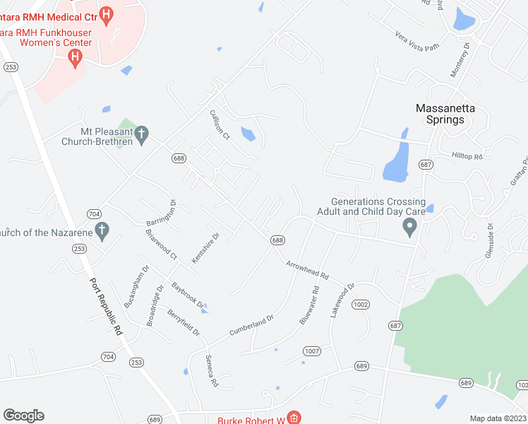 map of restaurants, bars, coffee shops, grocery stores, and more near 1432 Katie Grove Way in Harrisonburg