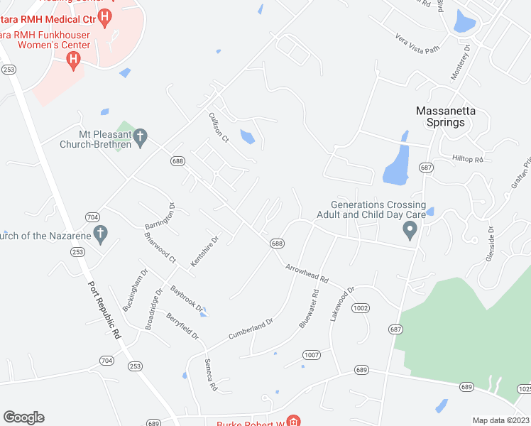 map of restaurants, bars, coffee shops, grocery stores, and more near 1416 Katie Grove Way in Harrisonburg