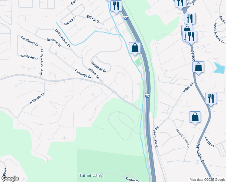 map of restaurants, bars, coffee shops, grocery stores, and more near 5000 Annette Drive in Imperial