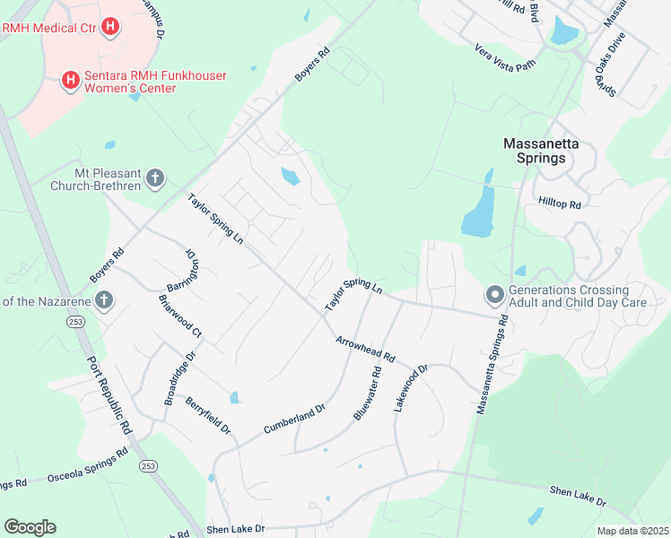 map of restaurants, bars, coffee shops, grocery stores, and more near 3387 Taylor Spring Lane in Harrisonburg