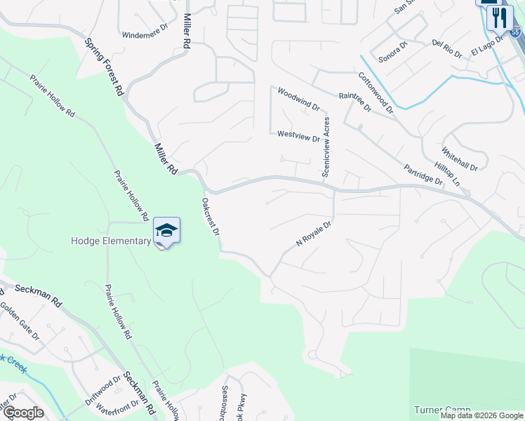 map of restaurants, bars, coffee shops, grocery stores, and more near 1963 Forest Haven Drive in Imperial