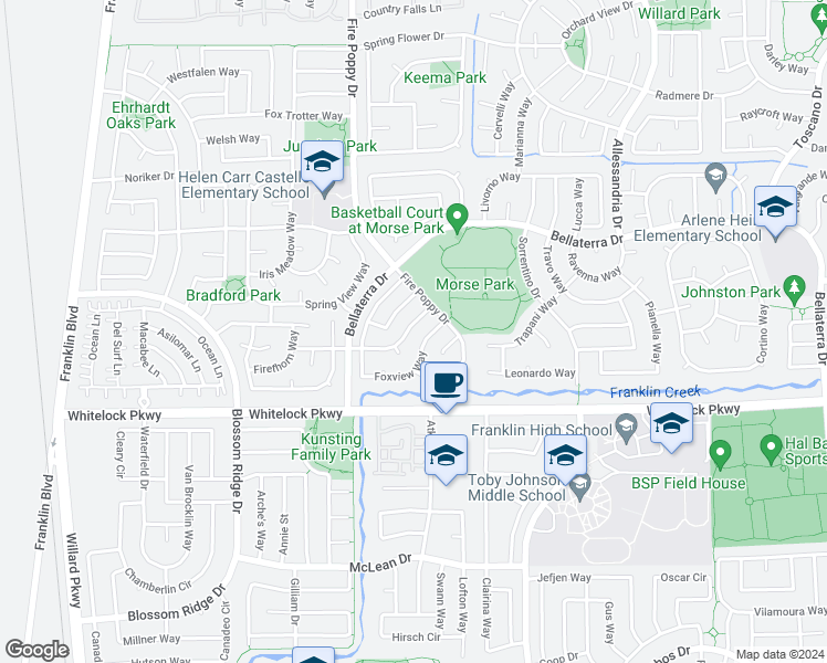 map of restaurants, bars, coffee shops, grocery stores, and more near 5636 Gold Poppy Way in Elk Grove