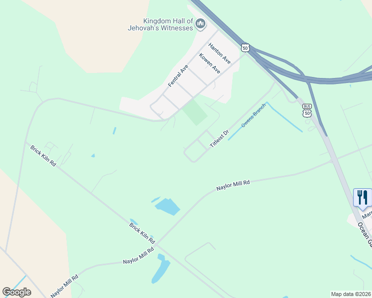 map of restaurants, bars, coffee shops, grocery stores, and more near 7401 Titleist Drive in Salisbury