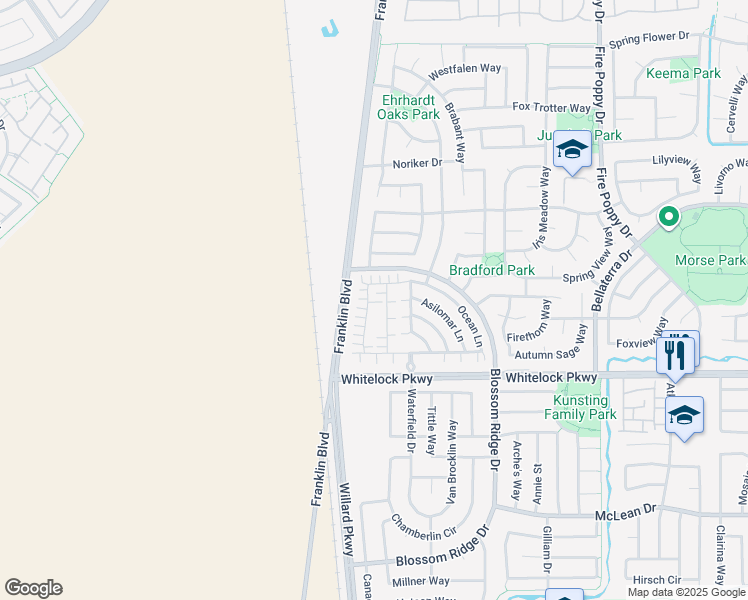 map of restaurants, bars, coffee shops, grocery stores, and more near 4236 Ocean Lane in Elk Grove
