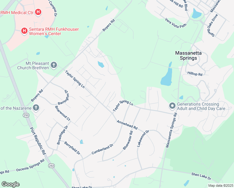 map of restaurants, bars, coffee shops, grocery stores, and more near 1383 Taylor Grove Lane in Harrisonburg