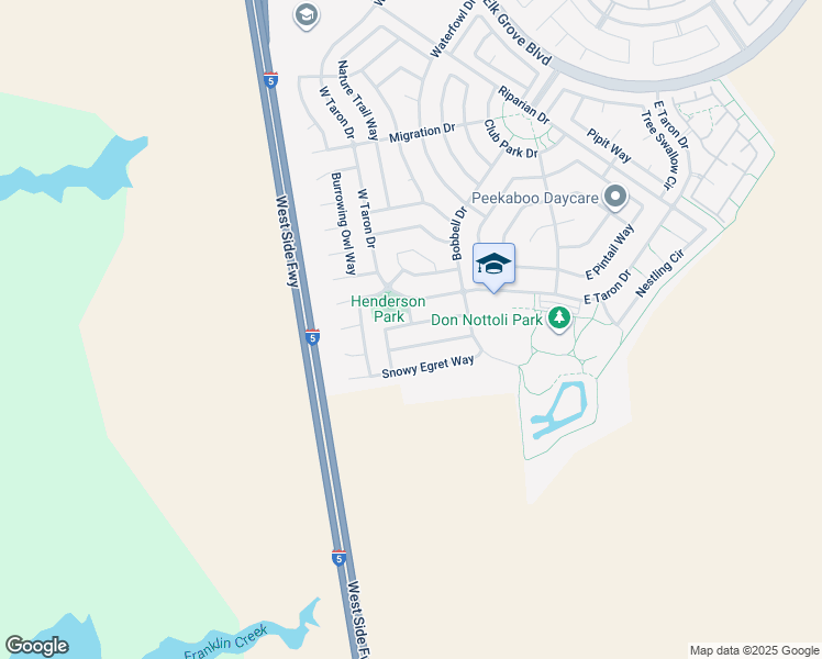 map of restaurants, bars, coffee shops, grocery stores, and more near 2528 Black Tern Way in Elk Grove