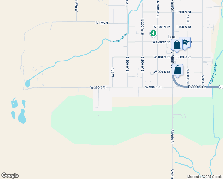 map of restaurants, bars, coffee shops, grocery stores, and more near 384-388 West 300 South Street in Loa
