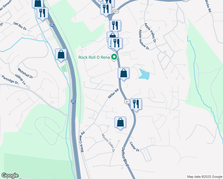 map of restaurants, bars, coffee shops, grocery stores, and more near 1002 Elk Run Drive in Imperial