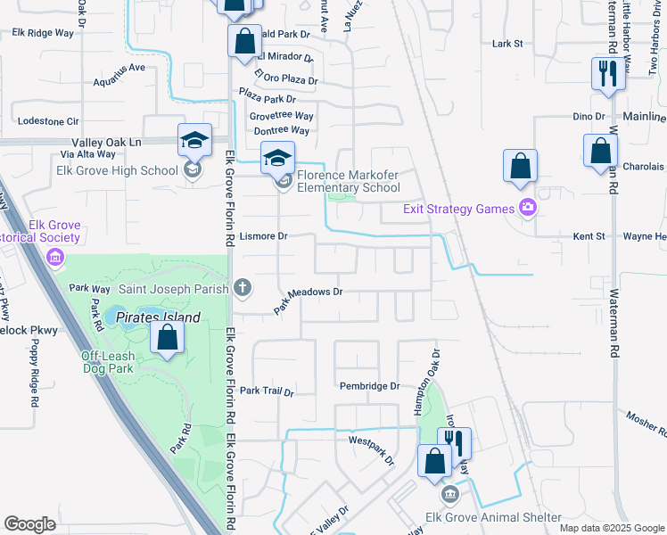 map of restaurants, bars, coffee shops, grocery stores, and more near 9941 Stone Oak Way in Elk Grove