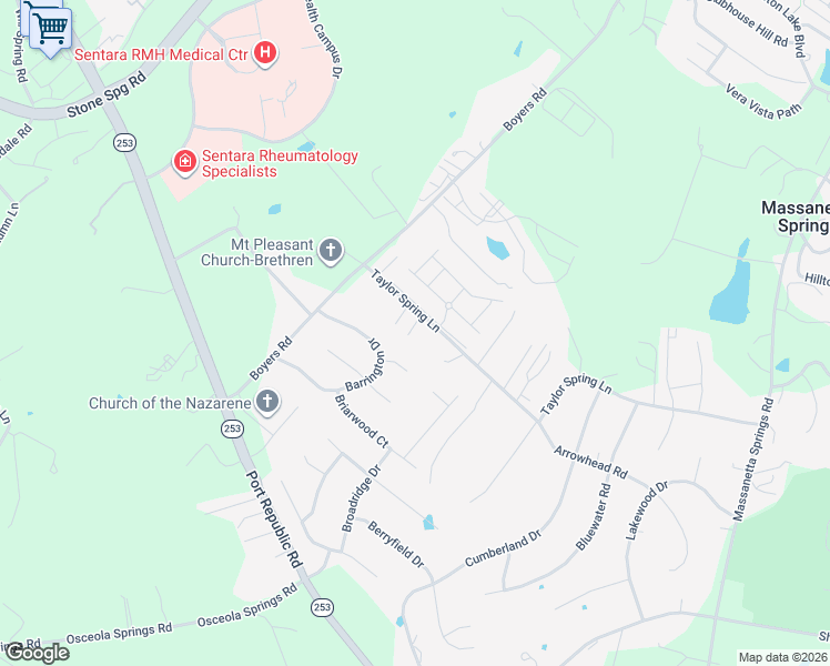 map of restaurants, bars, coffee shops, grocery stores, and more near 1656 Briarcrest Drive in Harrisonburg