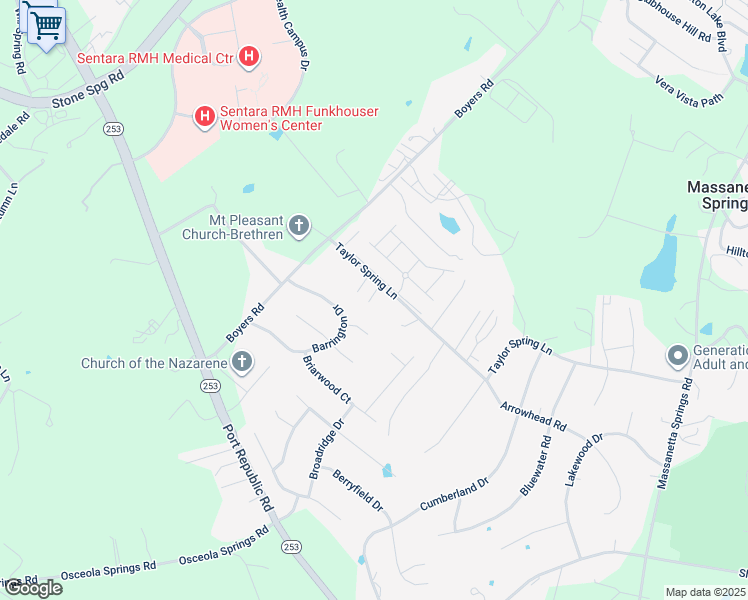 map of restaurants, bars, coffee shops, grocery stores, and more near 1656 Briarcrest Drive in Harrisonburg