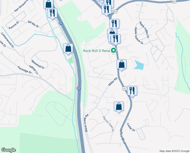 map of restaurants, bars, coffee shops, grocery stores, and more near 1105A Westward Trails Drive in Imperial