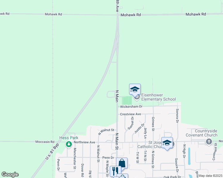 map of restaurants, bars, coffee shops, grocery stores, and more near 1761 North Main Street in McPherson