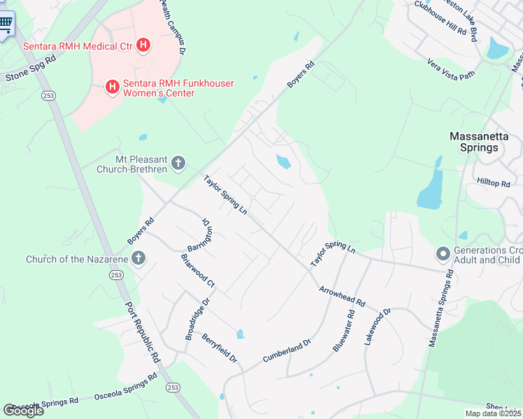 map of restaurants, bars, coffee shops, grocery stores, and more near 3046 Crystal Spring Lane in Harrisonburg