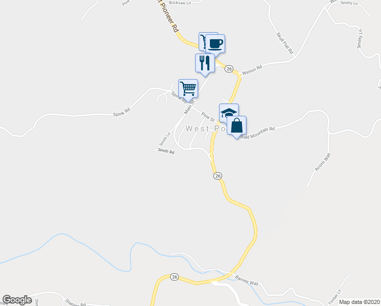 map of restaurants, bars, coffee shops, grocery stores, and more near 89 Main Street in West Point