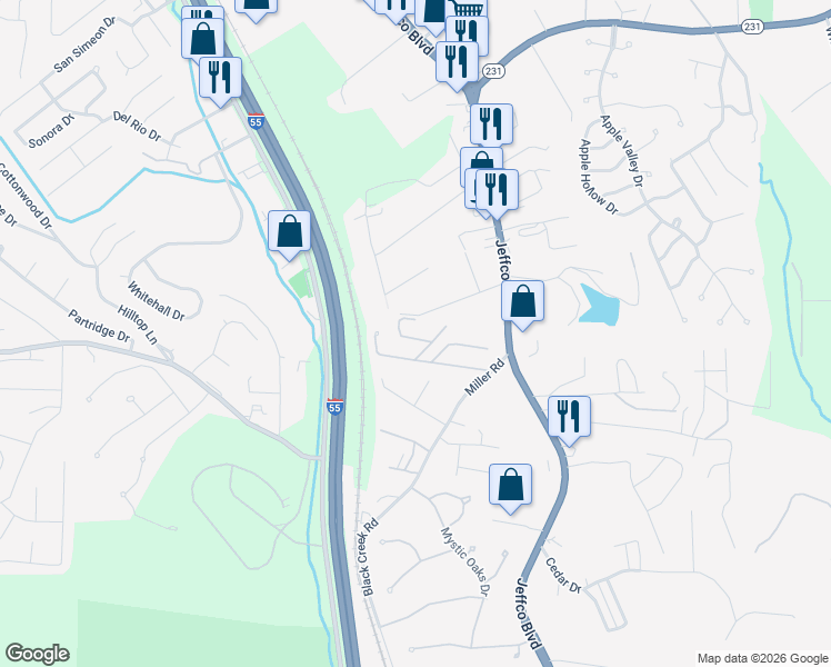map of restaurants, bars, coffee shops, grocery stores, and more near 1105A Westward Trails Drive in Imperial