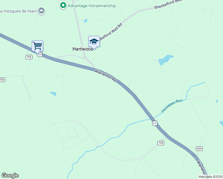 map of restaurants, bars, coffee shops, grocery stores, and more near 1877 Warrenton Road in Fredericksburg