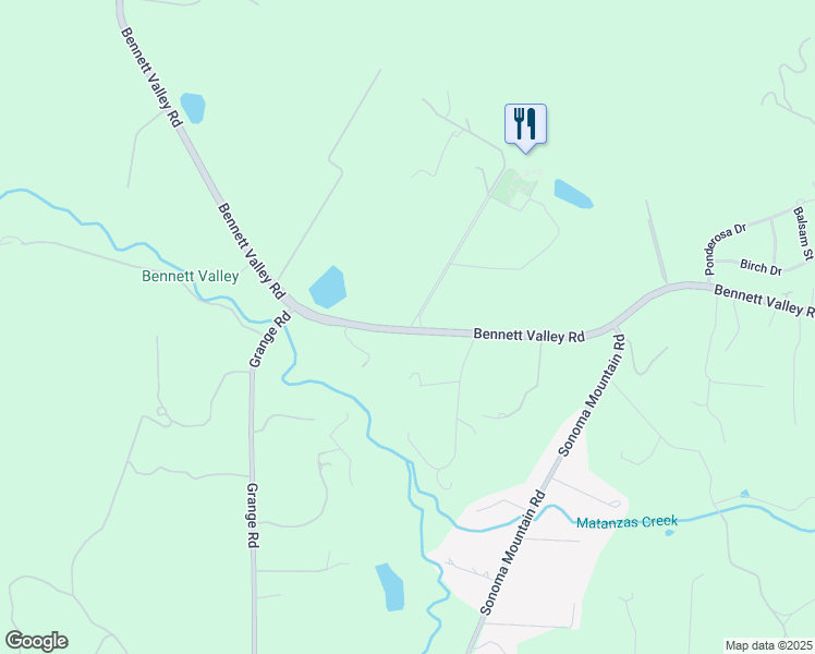 map of restaurants, bars, coffee shops, grocery stores, and more near 5815 Bennett Valley Road in Santa Rosa