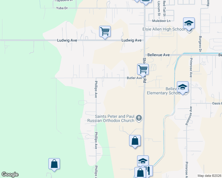 map of restaurants, bars, coffee shops, grocery stores, and more near 952 Butler Avenue in Santa Rosa
