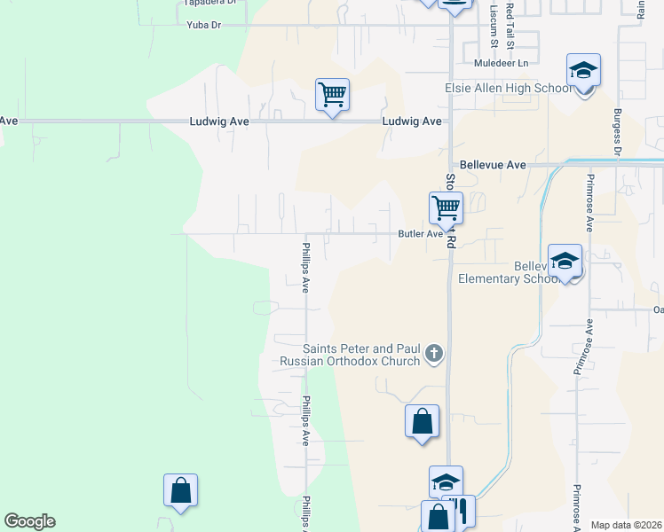 map of restaurants, bars, coffee shops, grocery stores, and more near 952 Butler Avenue in Santa Rosa