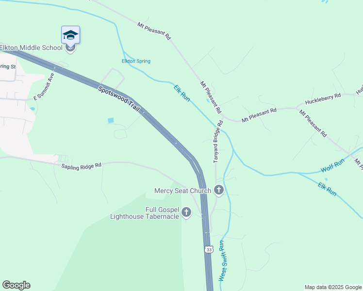 map of restaurants, bars, coffee shops, grocery stores, and more near 17271 Spotswood Trail in Elkton