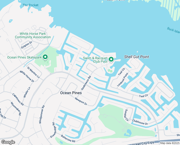 map of restaurants, bars, coffee shops, grocery stores, and more near 38 Grand Port Road in Ocean Pines