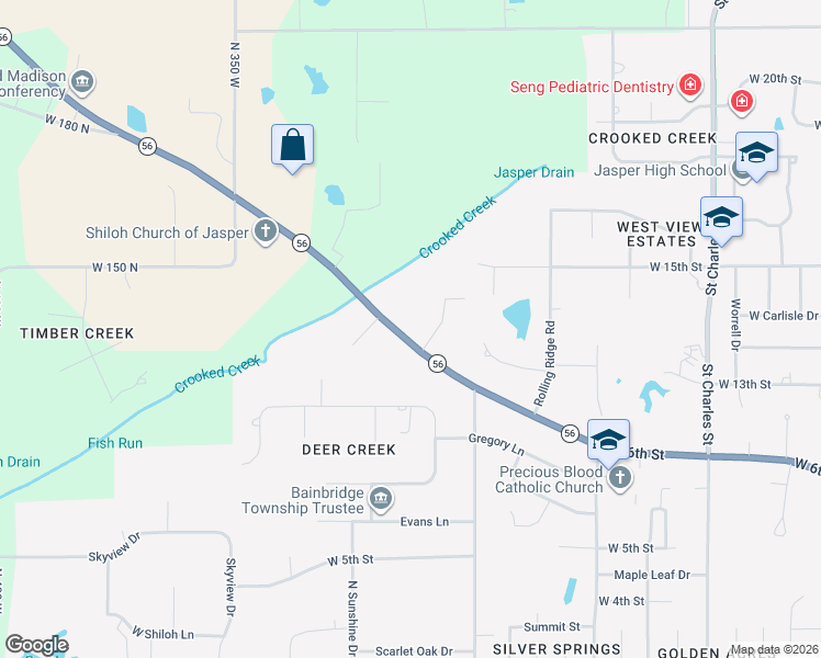 map of restaurants, bars, coffee shops, grocery stores, and more near 1746 Highway 56 in Jasper