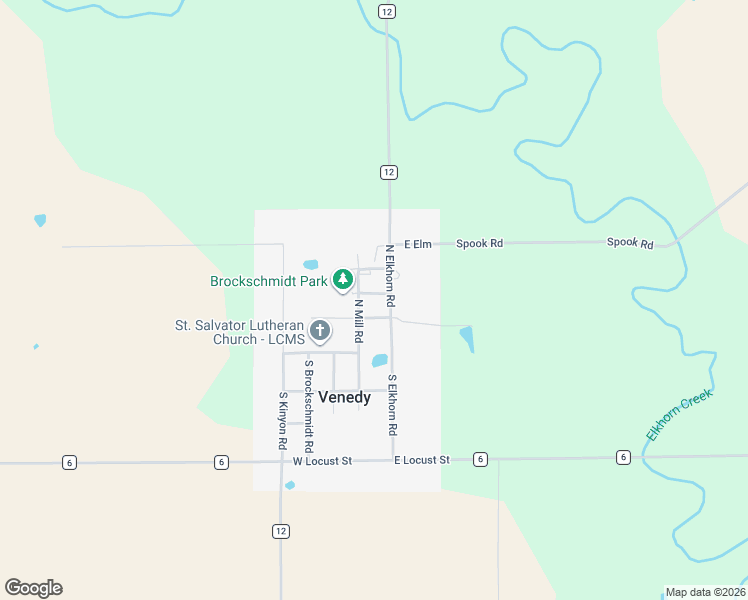 map of restaurants, bars, coffee shops, grocery stores, and more near 52 East Park Street in Venedy