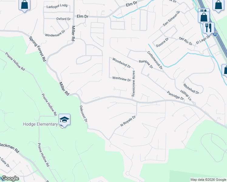 map of restaurants, bars, coffee shops, grocery stores, and more near 1754 Scenic Meadows Drive in Imperial