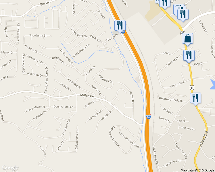 map of restaurants, bars, coffee shops, grocery stores, and more near 4162 Whitehall Drive in Arnold
