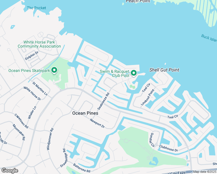 map of restaurants, bars, coffee shops, grocery stores, and more near 38 Grand Port Road in Ocean Pines