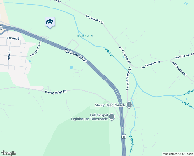 map of restaurants, bars, coffee shops, grocery stores, and more near 17724 Spotswood Trail in Elkton