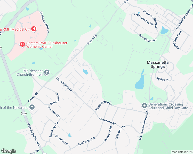 map of restaurants, bars, coffee shops, grocery stores, and more near 3417 Taylor Spring Lane in Harrisonburg